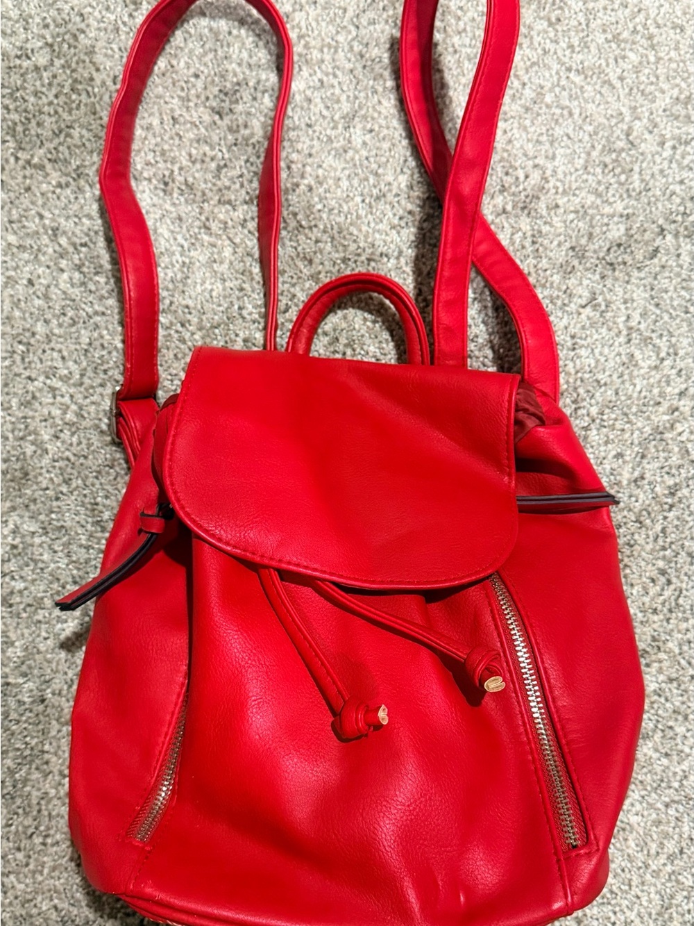 NWOT Vintage Mossimo Supply Co. Red Drawstring Faux Leather Mini Backpack